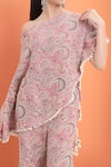 MINIME ORGANICS_Pink Georgette Tassels Embroidered Tunic And Palazzo Set _at_Aza_Fashions
