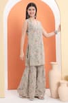 MINIME ORGANICS_Green Georgette Embroidery Pista Kurta Set _Online_at_Aza_Fashions
