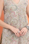 Buy_MINIME ORGANICS_Green Georgette Embroidery Pista Kurta Set _Online_at_Aza_Fashions