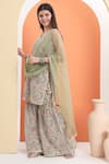 MINIME ORGANICS_Green Georgette Embroidery Pista Kurta Set _at_Aza_Fashions