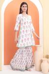 MINIME ORGANICS_Off White Cotton Sequins Floral Print Kurta Set _Online_at_Aza_Fashions