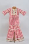 Buy_Minime Organics_Magenta Cotton Tassels, Embroidery Pink Printed Kurta Sharara Set _at_Aza_Fashions