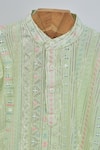 MINIME ORGANICS_Green Georgette, Cotton Sequins, Embroidery Patterned Kurta Set _Online_at_Aza_Fashions