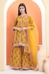 Buy_MINIME ORGANICS_Yellow Cotton, Chiffon Embroidery, Sequins Printed Kurta Set With Dupatta _at_Aza_Fashions