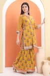 Buy_MINIME ORGANICS_Yellow Cotton, Chiffon Embroidery, Sequins Printed Kurta Set With Dupatta _Online_at_Aza_Fashions
