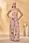 Masaba_Pink Crepe, Cotton, Linen Collared Pirouette Picnic Set _Online_at_Aza_Fashions