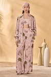 Buy_Masaba_Pink Crepe, Cotton, Linen Collared Pirouette Picnic Set _at_Aza_Fashions