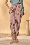 Shop_Masaba_Blue Crepe, Silk Embroidery Asymmetric And Pink Trellis Picnic Set _Online_at_Aza_Fashions