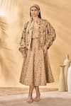 Buy_Masaba_Beige Cotton, Linen, Crepe, Silk Embroidery Miniature Dreams Bomber Jacket Set _at_Aza_Fashions