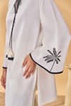 Buy_Masaba_Ivory Cotton, Linen Embroidery Round Neck Trellis Palm Trouser Set _Online_at_Aza_Fashions