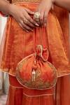 Shop_Adi By Aditya Khandelwl_Orange Silk Embroidery, Zari Sweetheart Neck Burnt Peplum Kurta Sharara Set 