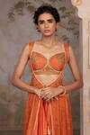 Adi By Aditya Khandelwl_Orange Silk Zari Sweetheart Neck Burnt Hand Embroidered Kurta Set _at_Aza_Fashions