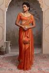 Buy_Adi By Aditya Khandelwl_Orange Silk Embroidery Scoop Neck Burnt Hand Kurta Set _at_Aza_Fashions