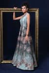 Shop_Adi By Aditya Khandelwl_Blue Jacquard Embroidery Round Neck Hand Anarkali Kurta Set _at_Aza_Fashions