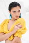 Buy_Beachbum_Yellow Cotton Cut Work Plunge Neck Sun Schiffli Skirt And Tie Top Set _Online_at_Aza_Fashions
