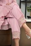 OMI_Pink Chanderi, Cotton Satin Embroidery Collared Kurta Set _at_Aza_Fashions