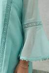 Buy_OMI_Aqua Chanderi, Cotton Satin Embroidery Collared Blue Kurta Set 
