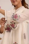 Buy_OMI_Off White Chanderi, Cotton Satin Embroidery Round Neck Cowl Kurta Set  