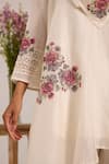 Buy_OMI_Off White Chanderi, Cotton Satin Embroidery Cowl Neck Kurta Set _Online_at_Aza_Fashions