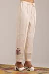 Shop_OMI_Off White Chanderi, Cotton Satin Embroidery Cowl Neck Kurta Set _Online_at_Aza_Fashions