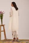 Shop_OMI_Off White Chanderi, Cotton Satin Embroidery Open Neck Kurta Set _at_Aza_Fashions