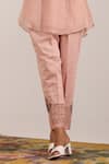 OMI_Pink Chanderi, Cotton Satin Embroidery Split V-neck Mul Pant Set _Online_at_Aza_Fashions