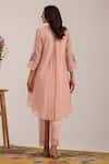Buy_OMI_Pink Chanderi, Cotton Satin Embroidery Split V-neck Kurta Set _Online_at_Aza_Fashions