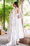 Shop_Missprint_White Chanderi, Cotton Embroidery V-neck Nisha Anarkali Kurta Set _at_Aza_Fashions