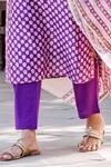 Missprint_Purple Silk, Cotton Embroidery V-neck Amara Chanderi Kurta Suit Set _Online_at_Aza_Fashions