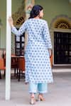 Shop_Missprint_Blue Chanderi, Cotton Embroidery V-neck Rhea Kurta Suit Set _at_Aza_Fashions
