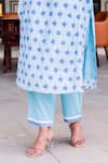 Shop_Missprint_Blue Chanderi, Cotton Embroidery V-neck Rhea Kurta Suit Set _Online_at_Aza_Fashions