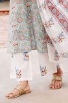 Missprint_Teal Cotton Embroidery V-neck Kavita Kurta Suit Set _Online_at_Aza_Fashions