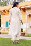Shop_Missprint_White Cotton, Silk Lace V-neck Antique Chanderi Kurta Set _at_Aza_Fashions