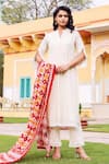 Buy_Missprint_White Cotton, Silk Embroidery Keyhole Neck Antique Chanderi Kurta Set _at_Aza_Fashions
