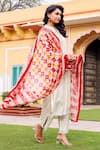 Shop_Missprint_White Cotton, Silk Embroidery Keyhole Neck Antique Chanderi Kurta Set _Online_at_Aza_Fashions