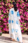Shop_Missprint_White Cotton, Silk Embroidery Round Neck Brush Painted Kurta Suit Set _at_Aza_Fashions