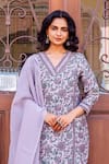 Buy_Missprint_Blue Cotton, Silk Embroidery V-neck Aarna Chanderi Kurta Set _Online_at_Aza_Fashions
