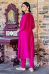 Missprint_Pink Cotton, Silk Embroidery Round Neck Rhea Radiant Chanderi Kurta Set _Online_at_Aza_Fashions