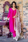 Buy_Missprint_Pink Cotton, Silk Embroidery Round Neck Rhea Radiant Chanderi Kurta Set _at_Aza_Fashions