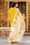 Shop_Missprint_Yellow Cotton, Silk Embroidery V-neck Chanderi Kurta Set _at_Aza_Fashions