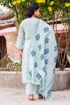 Shop_Missprint_Mint Cotton, Silk Embroidery V-neck Meera Chanderi Kurta Set _at_Aza_Fashions