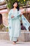 Buy_Missprint_Mint Cotton, Silk Embroidery V-neck Meera Chanderi Kurta Set 