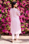 Shop_Missprint_Pink Organza, Cotton Embroidery V-neck Aria Kurta Set _at_Aza_Fashions