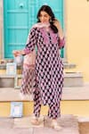 Buy_Missprint_Black Cotton Embroidery Collared Printed Kurta Set _at_Aza_Fashions