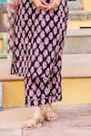 Missprint_Black Cotton Embroidery Collared Printed Kurta Set _Online_at_Aza_Fashions
