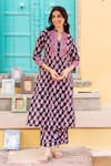 Buy_Missprint_Black Cotton Embroidery Collared Printed Kurta Set _Online_at_Aza_Fashions
