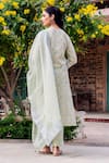 Shop_Missprint_Mint Cotton Embroidery V-neck Zoya Kurta Set _at_Aza_Fashions