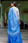Shop_Missprint_Blue Organza, Cotton Round Neck Nila Kurta Set _at_Aza_Fashions