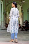 Missprint_Blue Organza, Cotton Round Neck Nila Kurta Set _at_Aza_Fashions