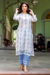 Buy_Missprint_Blue Organza, Cotton Round Neck Nila Kurta Set 